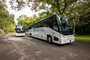 Luxury bus charter vehicle in Fort Lauderdale Wedding Delay